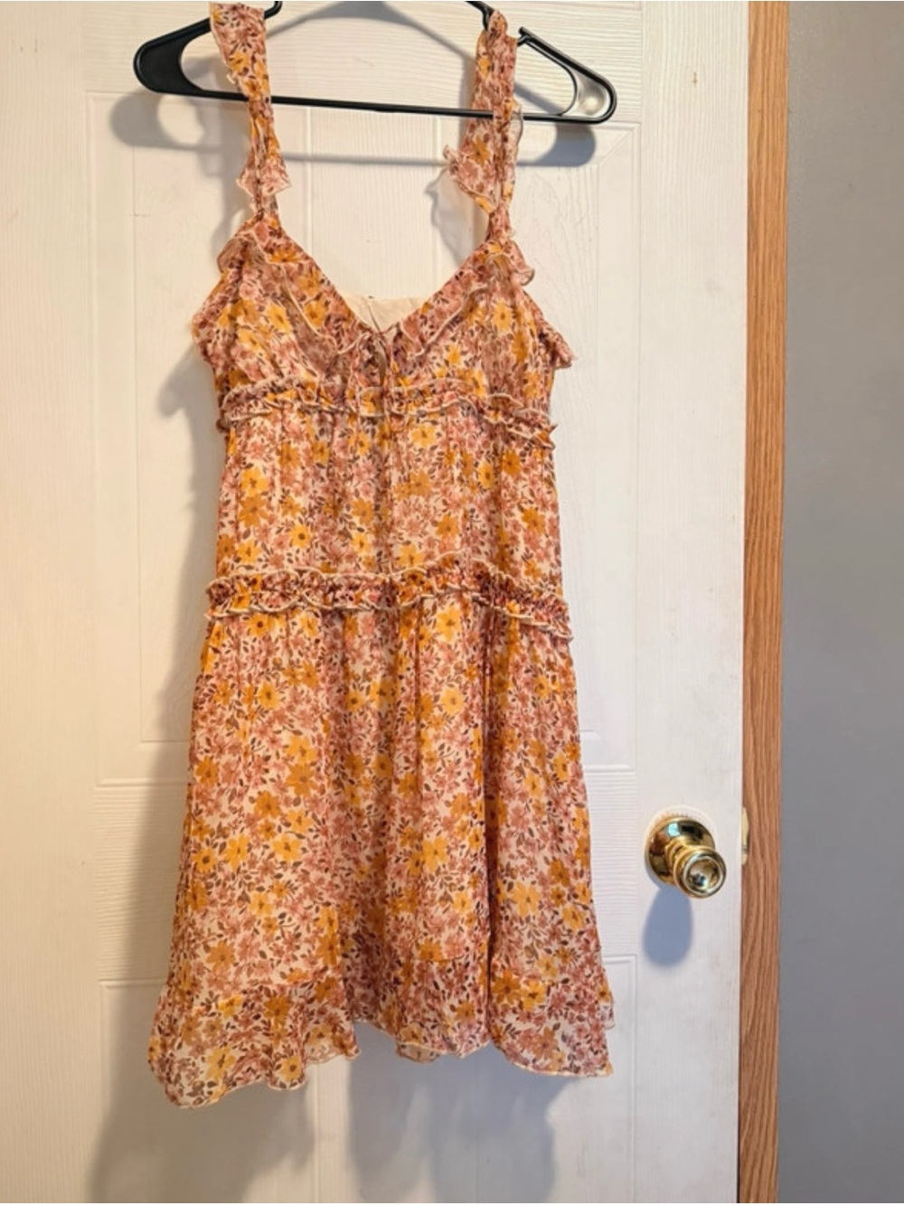 Patrons of Peace Pink & Yellow Floral Tie-Neck dress
